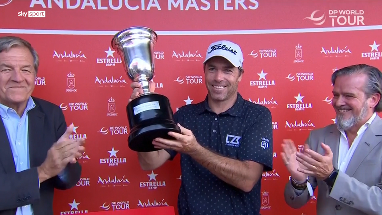 Julien Guerrier with the trophy after his Andalucia Masters victory