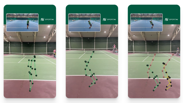 Users simply upload or stream a video of themselves playing tennis and the AI analyses the footage. Pic: SportAI