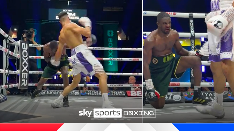 NEW ANGLE! Adam Azim delivers MASSIVE body shot to down Ohara Davies ...