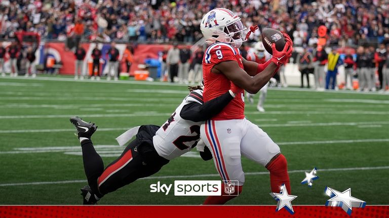 New England quarterback Drake Maye's marvellous 40-yard touchdown pass to Kayshon Boutte saw the Patriots get on the scoresheet just before half-time.