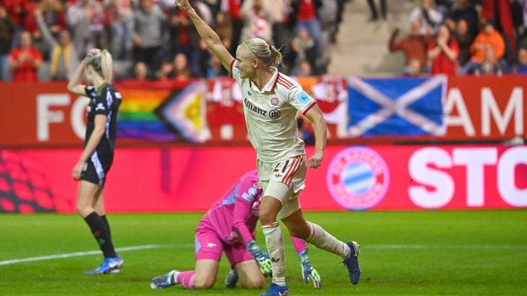 Former Chelsea forward Pernille Harder scored a hat-trick for Bayern in a 5-2 win over Arsenal