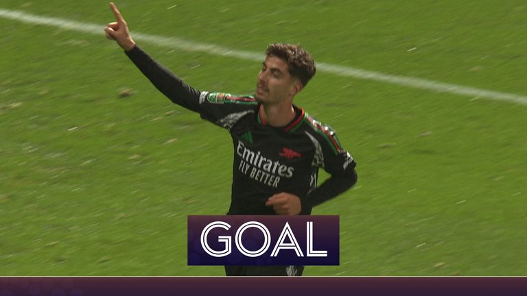 Kai Havertz puts Arsenal 3-0 up against Preston in the Carabao Cup fourth round