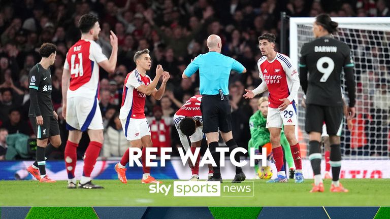 Sky Sports News Ref Watch debate whether Arsenal's late goal against Liverpool should have been disallowed.