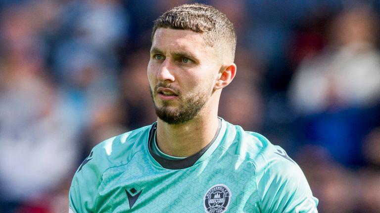 GLASGOW, SCOTLAND - AUGUST 10: Motherwell's Aston Oxborough during a William Hill Premiership match between Rangers and Motherwell at Hampden Park, on August 10, 2024, in Glasgow, Scotland. (Photo by Craig Williamson / SNS Group)