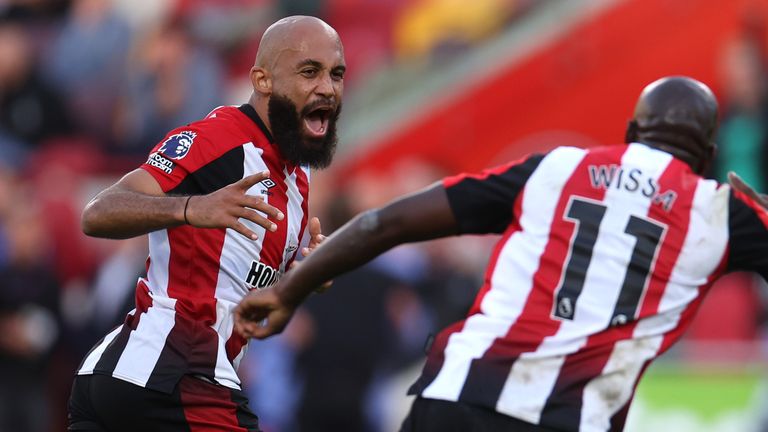 Bryan Mbeumo celebrates his late winner for Brentford