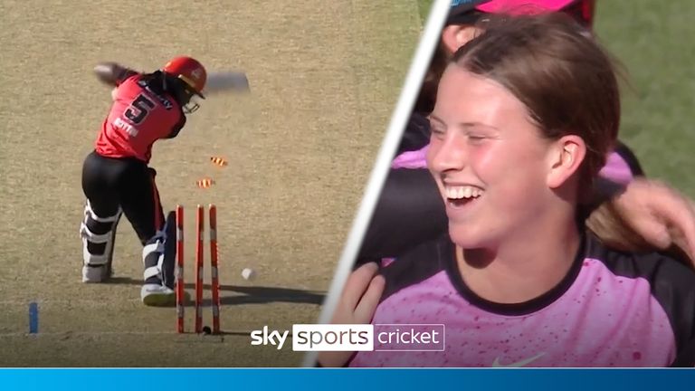 Caoimhe Bray takes the wicket of Deandra Dottin.