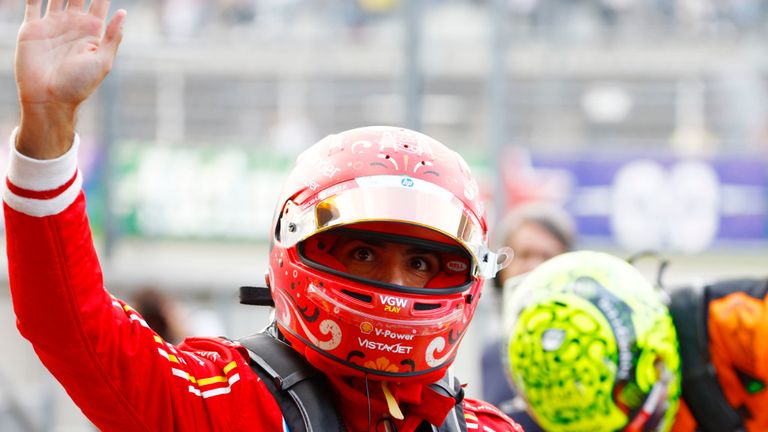 AUTODROMO HERMANOS RODRIGUEZ, MEXICO - OCTOBER 26: Pole man Carlos Sainz, Scuderia Ferrari, in Parc Ferme during the Mexican GP at Autodromo Hermanos Rodriguez on Saturday October 26, 2024 in Mexico City, Mexico. (Photo by Sam Bloxham / LAT Images)