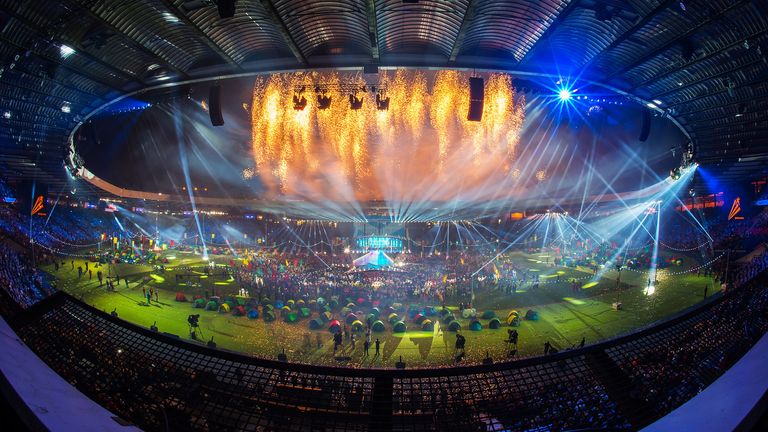 Fireworks are set off over Hampden at the closing ceremony for the 2014 Commonwealth Games