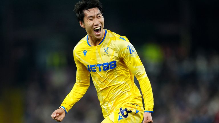 Crystal Palace's Daichi Kamada celebrates scoring their second goal