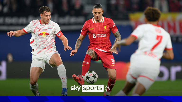 RB Leipzig&#39;s Willi Orban (left) and Liverpool&#39;s Darwin Nunez battle for the ball during the UEFA Champions League group stage match at the RB Arena in Leipzig, Germany. Picture date: Wednesday October 23, 2024.