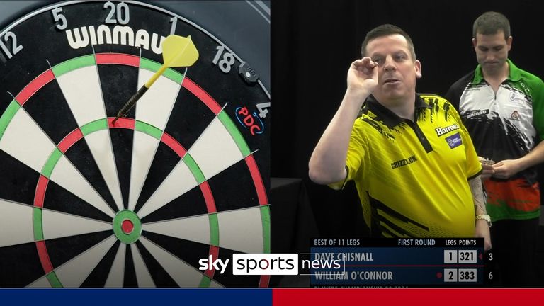 Dave Chisnall hit a nine-darter against William O'Connor in the Players Championship after struggling earlier on in the match.