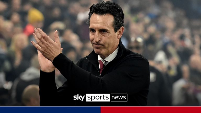 Aston Villa's head coach Unai Emery during the Champions League opening phase soccer match between Aston Villa and Bologna at the Villa Park in Birmingham, England, Tuesday, Oct. 22, 2024.