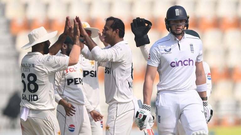 Pakistan celebrate as Jamie Smith becomes the latest England batter to depart on the way to a second-Test defeat in Multan