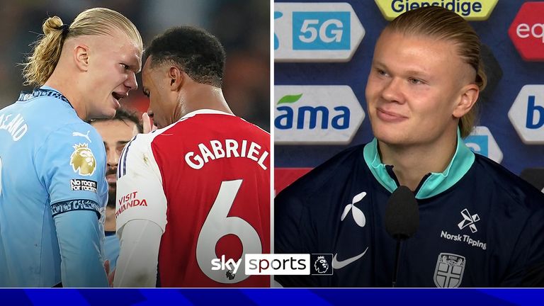 Erling Haaland says he has no regrets over his decision to throw a ball at the head of Arsenal&#39;s Gabriel.