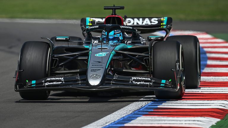 AUTODROMO HERMANOS RODRIGUEZ, MEXICO - OCTOBER 25: George Russell, Mercedes F1 W15 during the Mexican GP at Autodromo Hermanos Rodriguez on Friday October 25, 2024 in Mexico City, Mexico. (Photo by Simon Galloway / LAT Images)