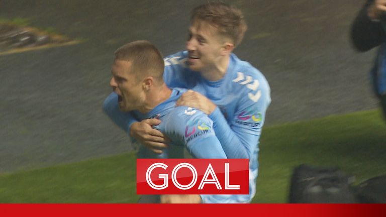 Jake Bidwell opens the scoring for Coventry against Blackburn Rovers