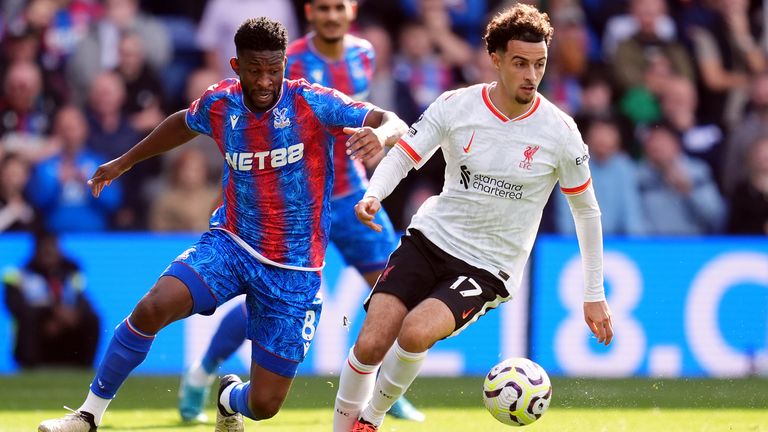 Crystal Palace's Jefferson Lerma and Liverpool's Curtis Jones