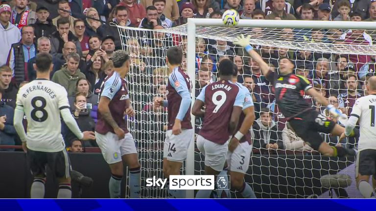 Aston Villa vs Manchester United: Bruno Fernandes free-kick hits the cross-bar