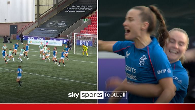 Kirsty Howat opens the scoring for Rangers against Celtic in the SWPL