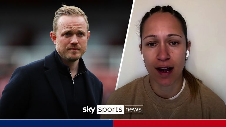 Courtney Sweetman-Kirk gives her throughs after Jonas Eidevall resigned as head coach at Arsenal