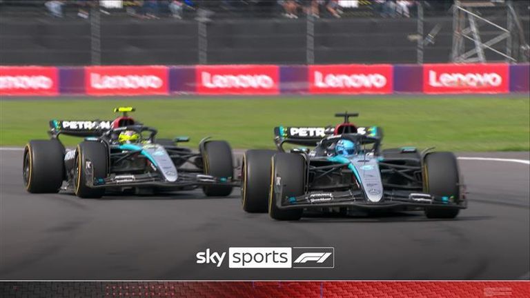 Mercedes Hamilton and Russell compete against each other during the Mexican GP