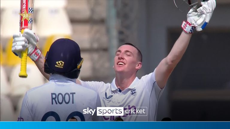 Harry Brook achieved his first Test double century by hitting the ball offside against Pakistan.