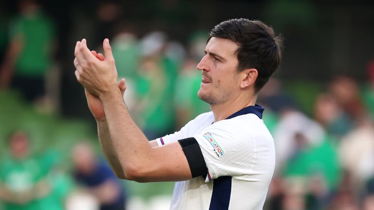 Harry Maguire jugó en la victoria de Inglaterra sobre la República de Irlanda el mes pasado.