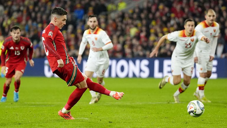 Harry Wilson's penalty put Wales 1-0 up against Montenegro