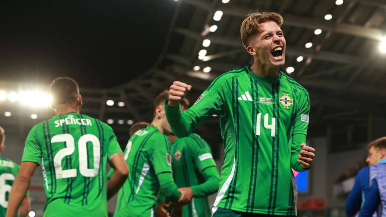 Northern Ireland's Isaac Price celebrates his second