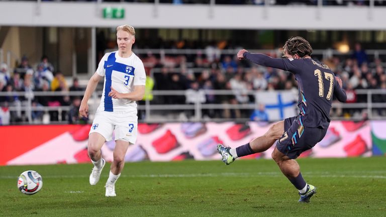 Jack Grealish scores for England