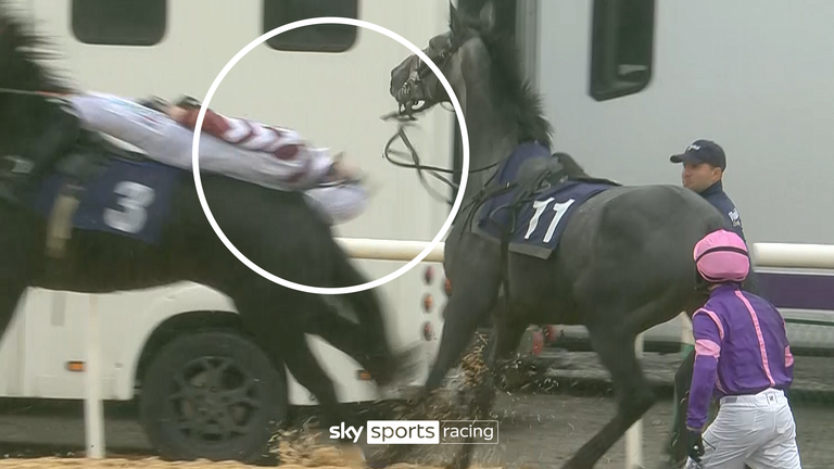 Jockey Conor Rabbitt escaped unhurt from a freak incident pre-race at Sedgefield