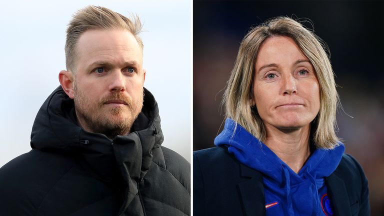 Arsenal boss Jobas Eidevall (left) and Chelsea manager Sonia Bompastor )right) go head-to-head on Saturday