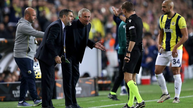 Jose Mourinho was sent to the stands during Fenerbahce's Europa League match against Manchester United