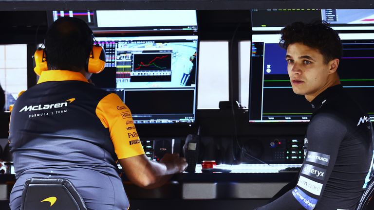 Lando Norris McLaren pit wall