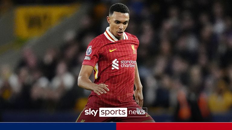 Liverpools Trent Alexander-Arnold under Premier League-kampen på Molineux Stadium, Wolverhampton. Bildedato: lørdag 28. september 2024.