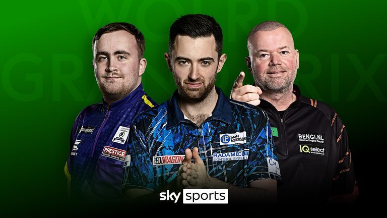 Luke Littler, Luke Humphries and Raymond van Barneveld at the World Grand Prix