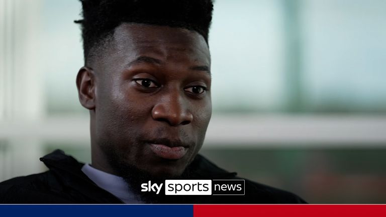 Andre Onana under et intervju på Sky Sports News.