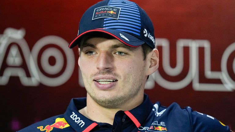 Red Bull driver Max Verstappen, of the Netherlands, speaks during a press conference ahead of the Brazilian Formula One Grand Prix at the Interlagos race track in Sao Paulo, Brazil, Thursday, Oct. 31, 2024. (AP Photo/Andre Penner)