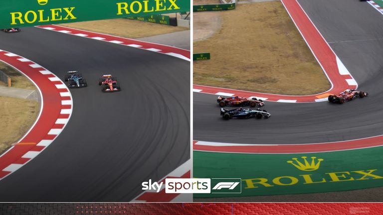 The Ferrari duo Carlos Sainz and Charles Leclerc both overtook George Russell, while the Mercedes driver dropped to fifth.