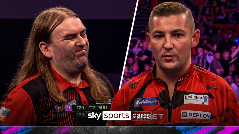 Nathan Aspinall and Ryan Searle at World Grand Prix Darts