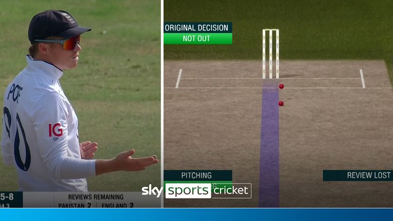 Ollie Pope and his team lose another review after they decide check for an lbw after Jack Leach's delivery in attempt to dismiss Salman Ali Agha.