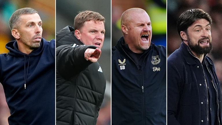 Gary O'Neil, Eddie Howe, Sean Dyche and Russell Martin are the only English managers in the Premier League