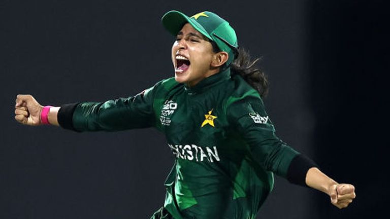 Pakistan's left-arm spinner Nashra Sandhu finished with figures of 2-15 during their 31-run win against Sri Lanka
