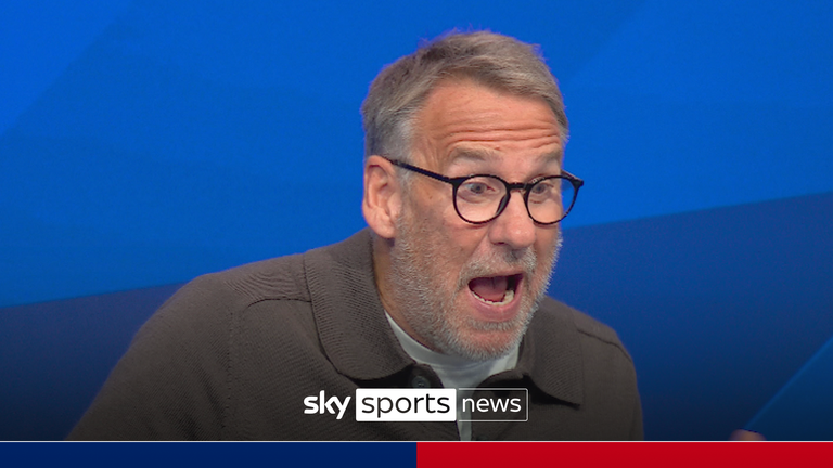 PAUL MERSON REACTS TO ASTON VILLA IN THE CHAMPIONS LEAGUE.