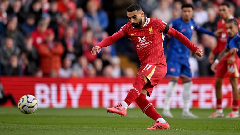 Mohamed Salah fires Liverpool in front from the penalty spot