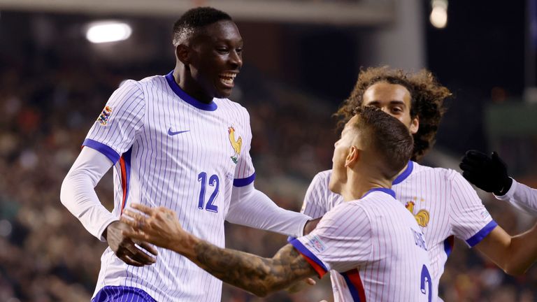 France's Randal Kolo Muani celebrates after scoring