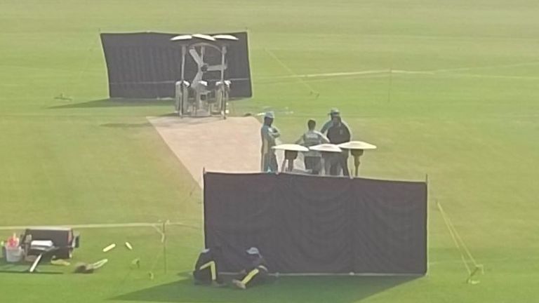 Rawalpindi image shows fans, heaters, windbreaks in use on third Test pitch