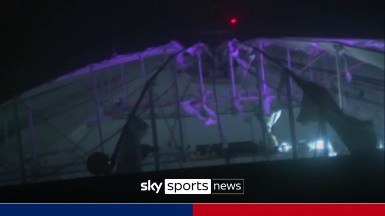 Milton damages the roof of the Rays' stadium and forces NBA preseason game to be called off
