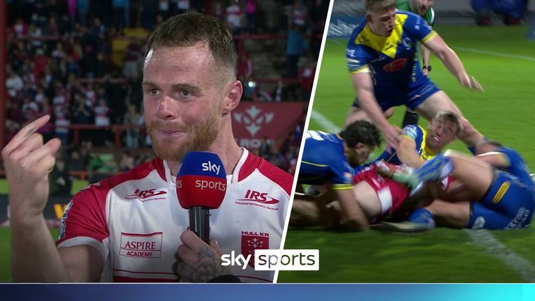 Hull KR&#39;s Joe Burgess reacts to controversial try in semi-final against Warrington Wolves