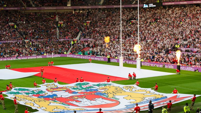 Picture by Allan McKenzie/SWpix.com - 11/10/2014 - Rugby League - First Utility Super League Grand Final - St Helens v Wigan Warriors - Old Trafford, Manchester, England - First Utility, branding, fans, supporters.